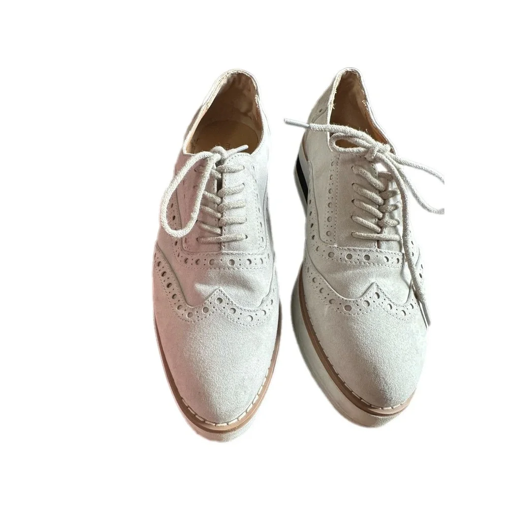 Madden Girl Cutesy Platform Wingtip‎ Oxfords Light Gray Suede Women 10